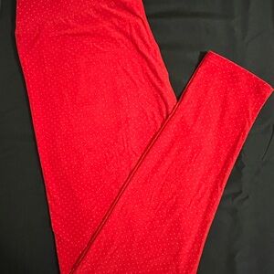 LuLaRoe Red with White Dots Leggings